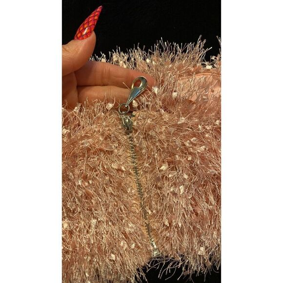 Fashion Nova Pink faux fringe tube top Sz Medium - Picture 6 of 7